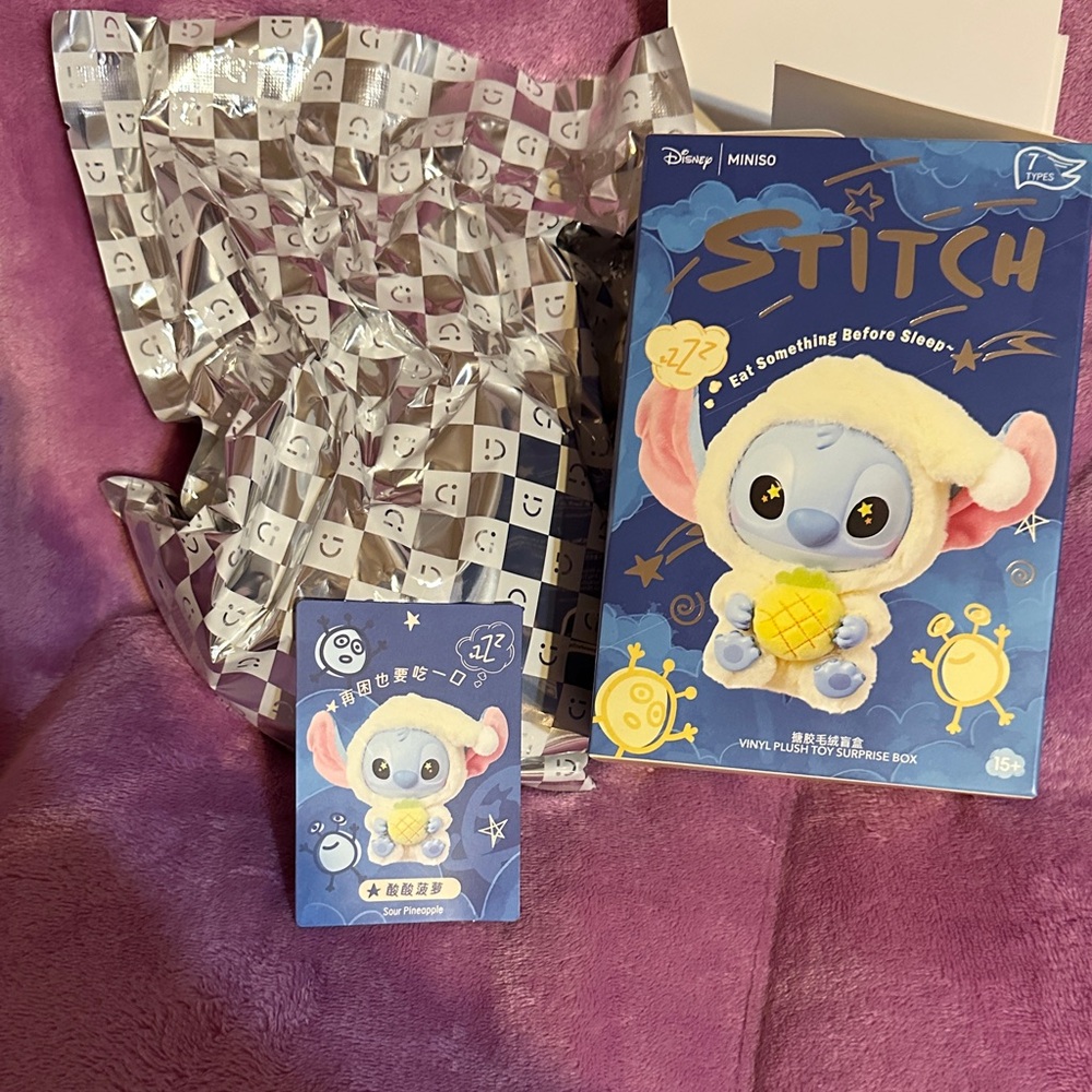Stitch Disney  Sleepy Vinyl  and fluffy Figure with Pineapple